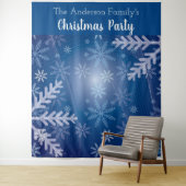 クリスマスパーティーブルーの雪の結晶写真用背景 タペストリー (インサイチュ)
