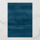 クリスマスパーティーブルーウォーター色フローラ 箔招待状 (裏面)