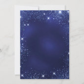 クリスマスパーティーブルーグリッターの塵が輝く 招待状 (裏面)