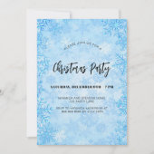 クリスマスパーティーブルースノーフレーク贅沢 招待状 (正面)