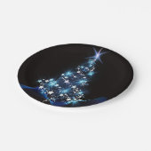 クリスマスパーティーブルーツリーシャイニーブラックエレガント ペーパープレート (アングル)