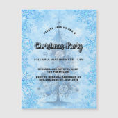 クリスマスパーティーブルーツリースノーフレーク贅沢 マグネット招待状 (正面)