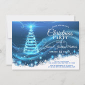 クリスマスパーティーブルートゥインクルライツスノーツリー 招待状 (正面)