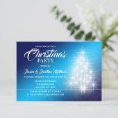 クリスマスパーティーブルーホワイトトゥインクルライトツリー 招待状 (スタンド正面)