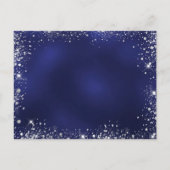 クリスマスパーティーブルー銀グリッター輝く インビテーションポストカード (裏面)