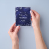 クリスマスパーティーブルー銀予算の招待状 チラシ (手)