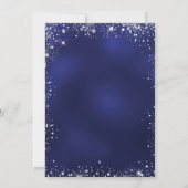 クリスマスパーティーブルー銀色の雪木 招待状 (裏面)