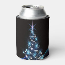 クリスマスパーティーブルー ツリー シャイニーブラック エレガント 缶クーラー