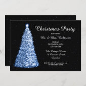 クリスマスパーティーブルー 招待状 (正面/裏面)
