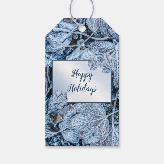 クリスマスパーティーブ葉ルーズ雪の休日の冬 ギフトタグ (正面)