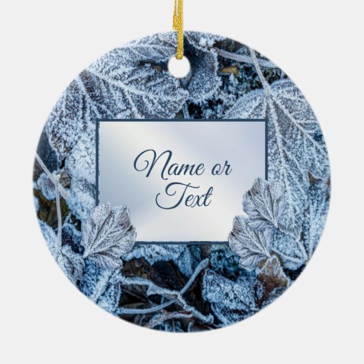 クリスマスパーティーブ葉ルーズ雪の休日の冬 セラミックオーナメント (裏面)