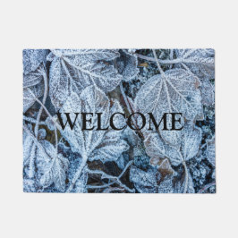 クリスマスパーティーブ葉ルーズ雪の休日の冬 ドアマット