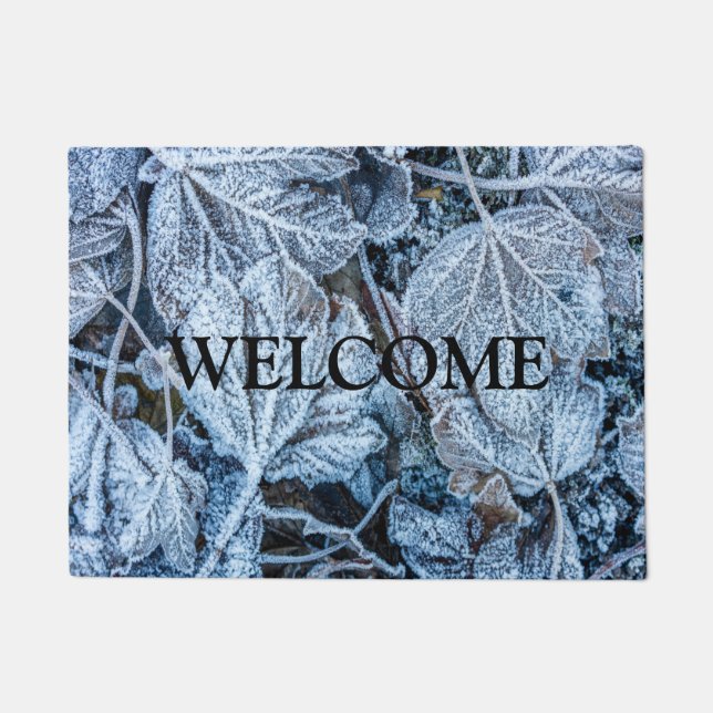 クリスマスパーティーブ葉ルーズ雪の休日の冬 ドアマット (正面)