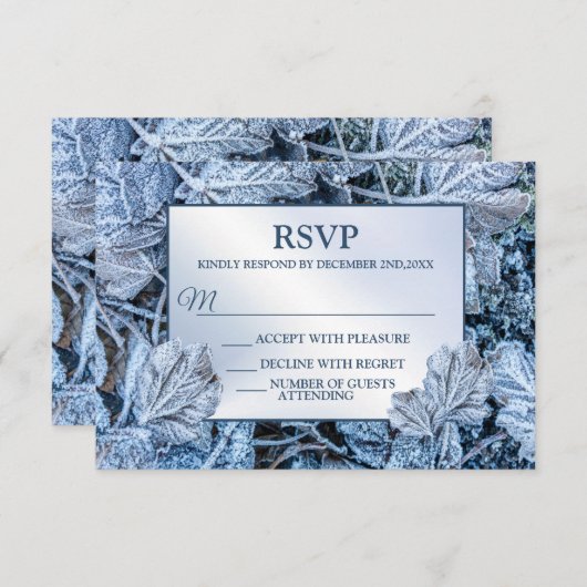 クリスマスパーティーブ葉ルーズ雪の休日の冬 出欠カード (正面/裏面)