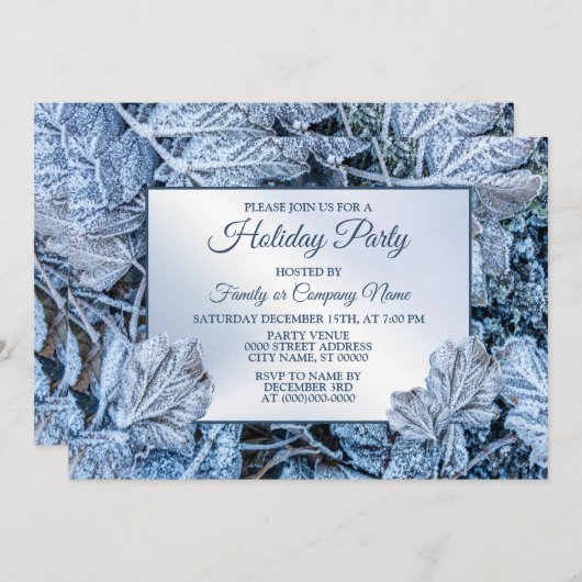 クリスマスパーティーブ葉ルーズ雪の休日の冬 招待状 (正面/裏面)