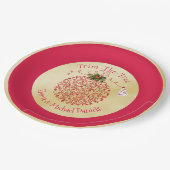 クリスマスパーティープレートおもしろい赤と金ゴールドパーティー ペーパープレート (アングル)