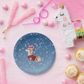 クリスマスパーティープレートダッシュンドドッグ紙プレート ペーパープレート (パーティー)