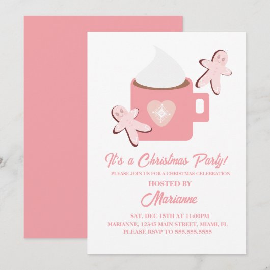 クリスマスパーティーホットチョコレートマグジンガーパン 招待状 (正面/裏面)