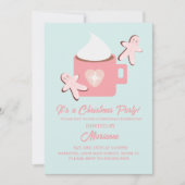 クリスマスパーティーホットチョコレートマグジンジャーブレッドピンク 招待状 (正面)