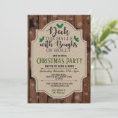 クリスマスパーティーホリデーウッドホリーバーラップスノー 招待状 (スタンド正面)