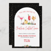 クリスマスパーティーホリデーカクテルクリスマスワーク 招待状 (正面/裏面)