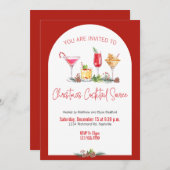 クリスマスパーティーホリデーカクテルクリスマスワーク 招待状 (正面/裏面)
