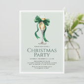 クリスマスパーティーホリデーカクテルグリーンボウモダン 招待状 (スタンド正面)
