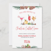 クリスマスパーティーホリデーカクテルワークパーティー 招待状 (正面)