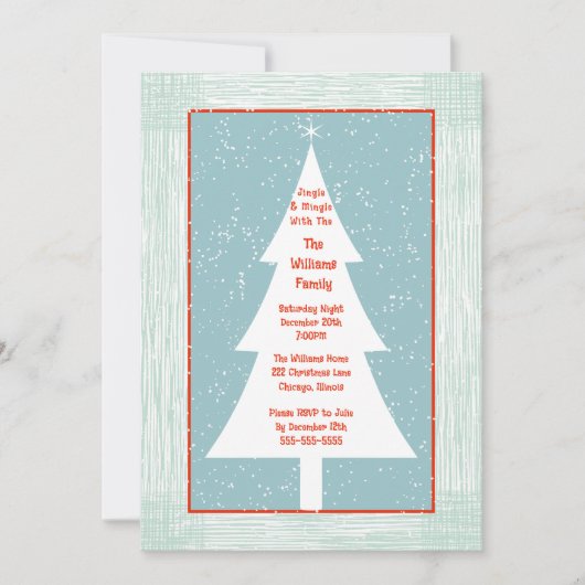 クリスマスパーティーホリデーギャザリングツリー招待状 招待状 (正面)