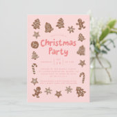 クリスマスパーティーホリデークッキーピンク 招待状 (スタンド正面)
