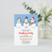 クリスマスパーティーホリデーシーズン雪だるまジャズバンド インビテーションポストカード (スタンド正面)