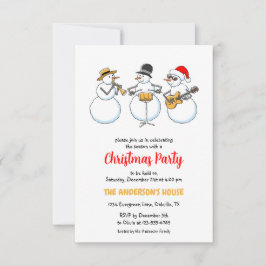 クリスマスパーティーホリデーシーズン雪だるまジャズバンド 招待状