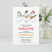 クリスマスパーティーホリデーシーズン雪だるまジャズバンド 招待状 (スタンド正面)