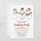 クリスマスパーティーホリデーシーズン雪だるまジャズバンド 招待状 (正面)