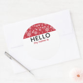 クリスマスパーティーホリデースノーハローマイネーム ラウンドシール (封筒)