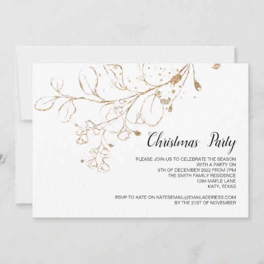 クリスマスパーティーホリデーディナーランチお祝い 招待状 (正面)