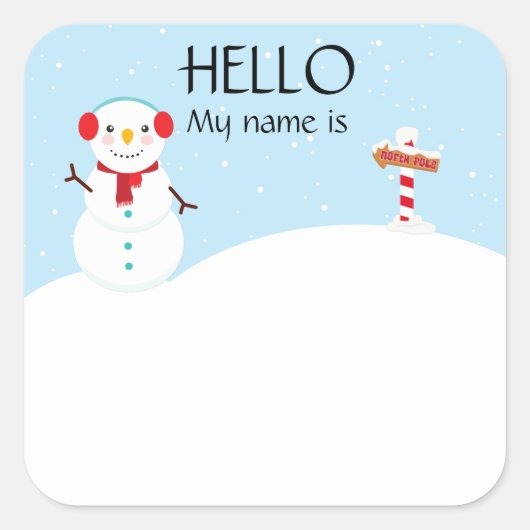 クリスマスパーティーホリデーナグタグスノーマン スクエアシール (正面)