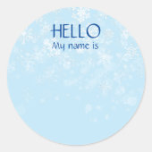 クリスマスパーティーホリデーハローネームタグスノーフレーク ラウンドシール (正面)