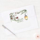 クリスマスパーティーホリデーハローネームタグパイン スクエアシール (封筒)