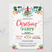 クリスマスパーティーホリデーパーティーキスunder mistletoe 招待状 (正面)