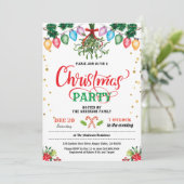 クリスマスパーティーホリデーパーティーキスunder mistletoe 招待状 (スタンド正面)