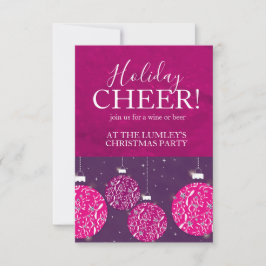 クリスマスパーティーホリデーボーブルピンク招待状 招待状