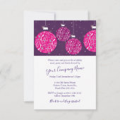 クリスマスパーティーホリデーボーブルピンク招待状 招待状 (裏面)