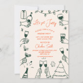 クリスマスパーティーホリデーHand描手書きファンキー入力 招待状 (正面)