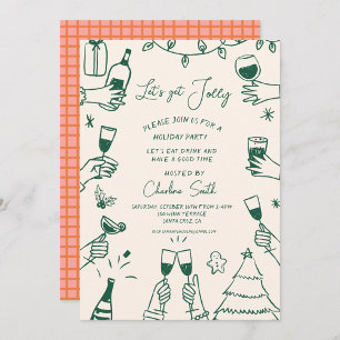 クリスマスパーティーホリデーHand描手書きファンキー入力 招待状