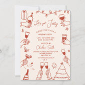 クリスマスパーティーホリデーHand描手書きファンキー入力 招待状 (正面)