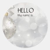 クリスマスパーティーホリデーHello Nameタグバッジ ラウンドシール (正面)