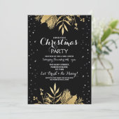 クリスマスパーティーホリースノーブラック金ゴールドクリスマス招待状 招待状 (スタンド正面)