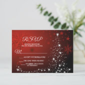 クリスマスパーティーホワイトスターズツリーレッドスノーフレーク 出欠カード (スタンド正面)