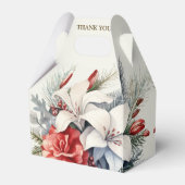 クリスマスパーティーホワイトレッドフラワーホリデーエレガント フェイバーボックス (裏面サイド)